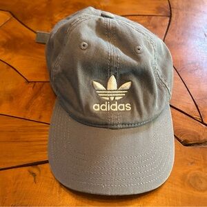 NEW Adidas Trefoil Logo Hat Acid Wash Spellout Strapback Gray Adult